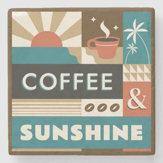 Farbige Coffee Quotes Steinuntersetzer (Vorderseite)