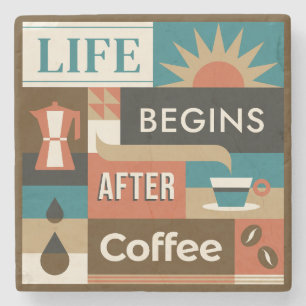 Farbige Coffee Quotes Steinuntersetzer