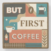 Farbige Coffee Quotes Steinuntersetzer (Vorderseite)