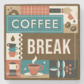 Farbige Coffee Quotes Steinuntersetzer (Vorderseite)