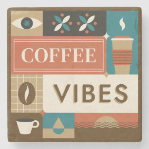 Farbige Coffee Quotes Steinuntersetzer