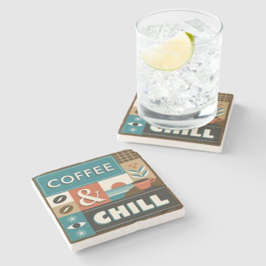 Farbige Coffee Quotes Steinuntersetzer (Seitenansicht)