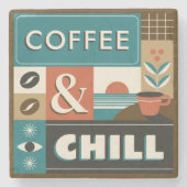 Farbige Coffee Quotes Steinuntersetzer (Vorderseite)