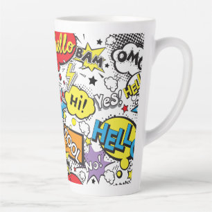 Farbige Comic-Pop-Art-Sprechblasen-Muster Milchtasse