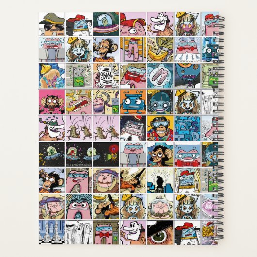 Farbige Comic-Zeichen-Muster Planer (Rückseite)