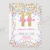 Farbige Confetti Gold Number Girl 11. Geburtstag Einladung (Vorne/Hinten)