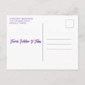 Farbige Confetti Lila Text Besondere Anlass Ankündigungspostkarte (Rückseite)