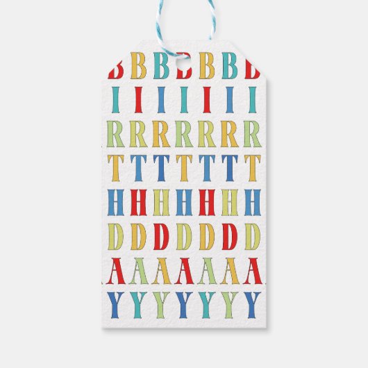 Farbige Confetti Whimsical Calligraphy Balloons Geschenkanhänger (Rückseite)