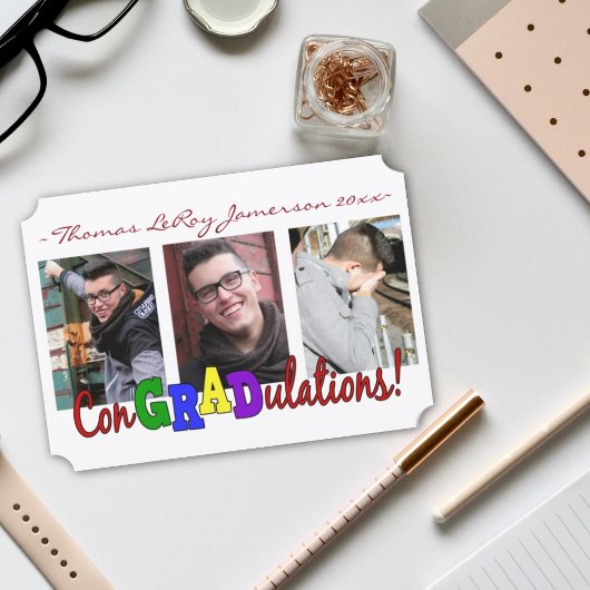 Farbige ConGRADlationen 3 Foto Abschluss Card Einladung
