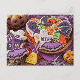 Farbige Cookies für Halloween-Party Postkarte
