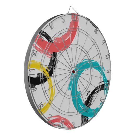 Farbige, coole, moderne, trendige Pinselstrichkrei Dartscheibe (Vorderseite Links)