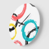 Farbige, coole, moderne, trendige Pinselstrichkrei Große Wanduhr (Winkel)