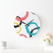 Farbige, coole, moderne, trendige Pinselstrichkrei Große Wanduhr (Zuhause)