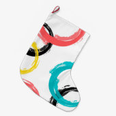 Farbige, coole, moderne, trendige Pinselstrichkrei Großer Weihnachtsstrumpf (Vorderansicht (hängend))