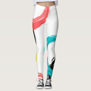 Farbige, coole, moderne, trendige Pinselstrichkrei Leggings