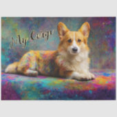 Farbige Corgi-Abstrakt-Personalisierung Seidenpapier (Vorderseite)