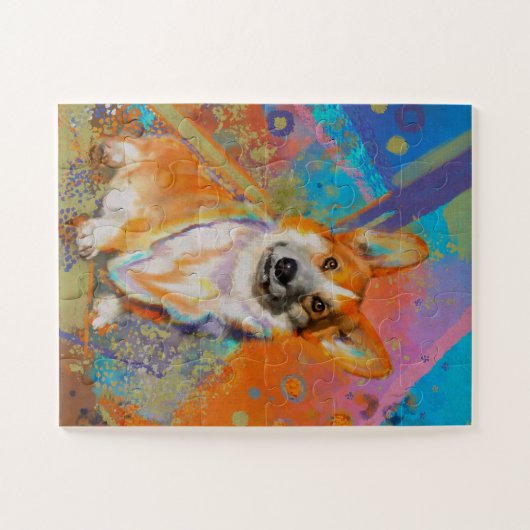 Farbige Corgi-Malerei Puzzle (Horizontal)