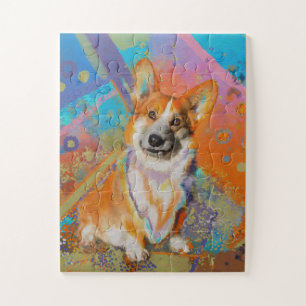 Farbige Corgi-Malerei Puzzle