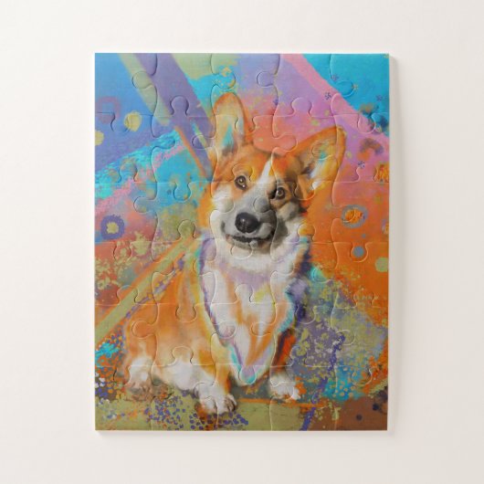 Farbige Corgi-Malerei Puzzle (Vertikal)