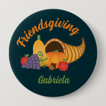 Farbige Cornucopia Friendsgiving Party Name Tag
