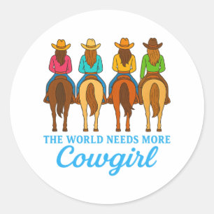 Farbige Cowgirls Western Junggesellinnenabschied Runder Aufkleber