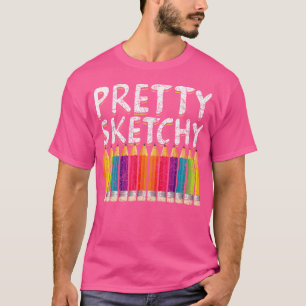 Farbige Crayons doodling Sketching Zeichnend Künst T-Shirt