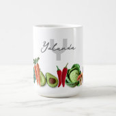 Farbige Crochet Gemüse Aufkleber Collage Name Kaffeetasse (Mittel)