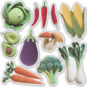 Farbige Crochet-Gemüsemushroom-Zubereitung Aufkleber (Vorderseite)