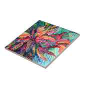 Farbige Croton-Blätter Keramik Tile Fliese (Seite)