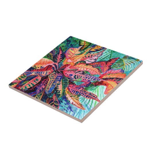 Farbige Croton-Blätter Keramik Tile Fliese (Seite)