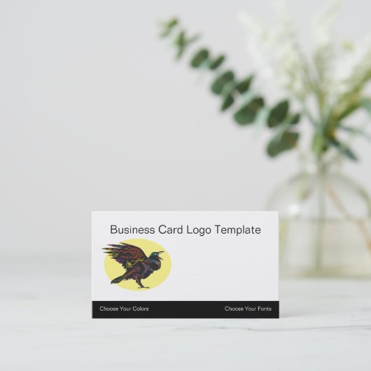Farbige Crow- oder Raven-Logo-Visitenkarte Visitenkarte (Stehend Vorderseite)