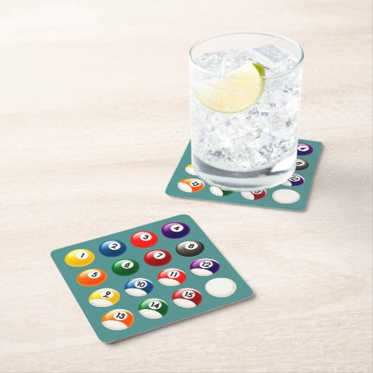 Farbige Cue Balls Rechteckiger Pappuntersetzer (Vor Ort)