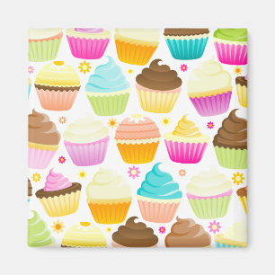 Farbige Cupcakes (weiß) Magnet