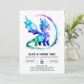 Farbige Custom Dragon Digital Boy Geburtstag Einladung (Stehend Vorderseite)