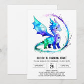 Farbige Custom Dragon Digital Boy Geburtstag Einladung (Vorne/Hinten)