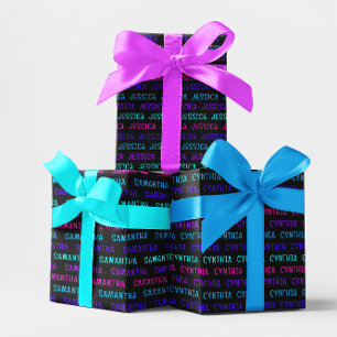 Farbige Cyberpunk-Name-Muster Geschenkpapier Set