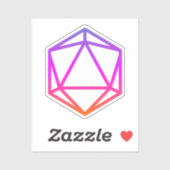 Farbige D20-Würfel Aufkleber (Blatt)