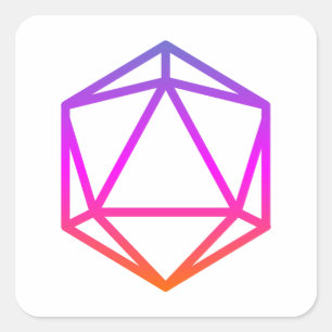 Farbige D20-Würfel Quadratischer Aufkleber