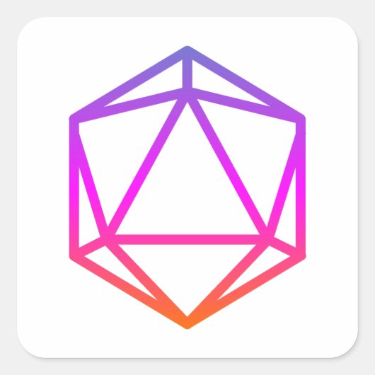 Farbige D20-Würfel Quadratischer Aufkleber (Vorderseite)