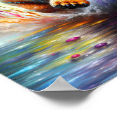 Farbige Dackel Regenbogen Spritzer Wilder Hund Poster (Ecke)