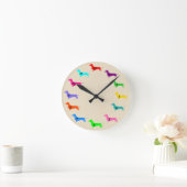 Farbige Dackel Runde Wanduhr (Zuhause)