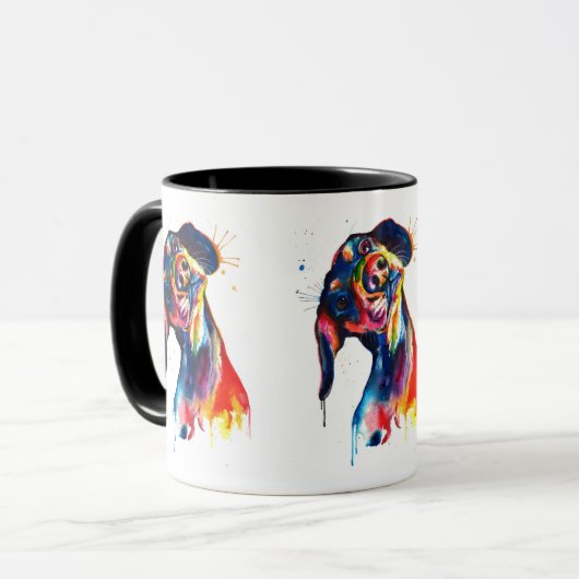 Farbige Dackel Tasse (Vorderseite Links)