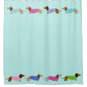 Farbige Dackeln Duschvorhang (Vorderseite)