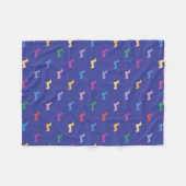 Farbige Dackeln Muster Blau Fleecedecke (Vorderseite (Horizontal))