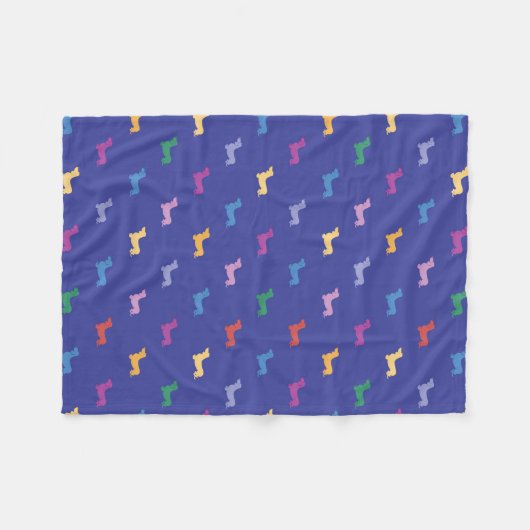 Farbige Dackeln Muster Blau Fleecedecke (Vorderseite (Horizontal))