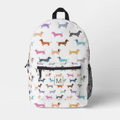 Farbige Dackeln Wurst Hunde Muster Monogramm Bedruckter Rucksack (Vorderseite)