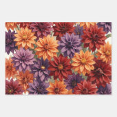 Farbige Dahlien-Blumen-Frühlings-Botanik Geschenkpapier Set (Vorderseite 3)