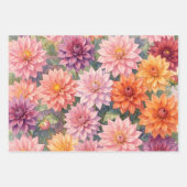 Farbige Dahlien-Blumen-Frühlings-Botanik Geschenkpapier Set (Vorderseite 2)