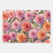 Farbige Dahlien-Blumen-Frühlings-Botanik Geschenkpapier Set (Vorderseite)