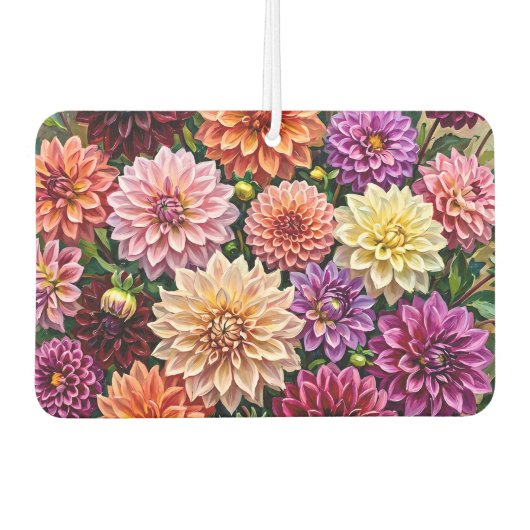 Farbige Dahlienblumen Autolufterfrischer (Vorderseite)